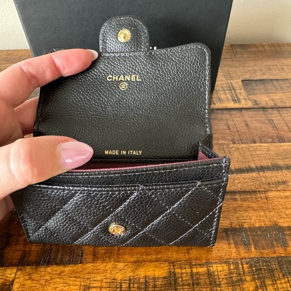 CHANEL CLASSIC CARD HOLDER WALLET BLACK CAVIAR GOLD HARDWARE NEW - Picture 7 of 10